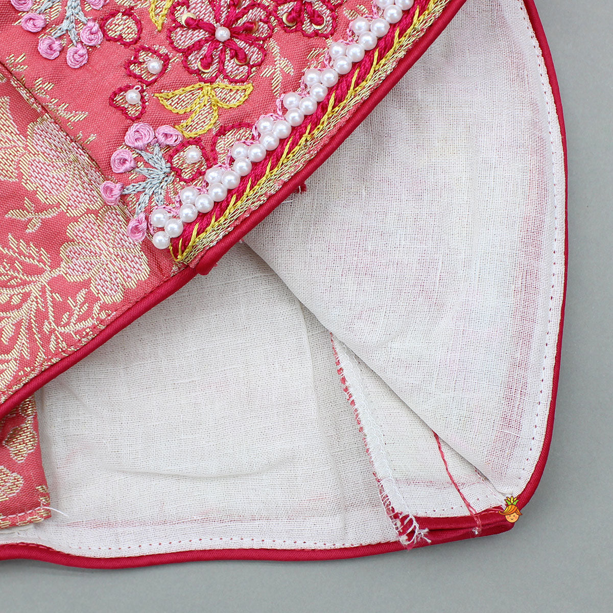 Peach Embroidered Top And Lehenga With Dupatta