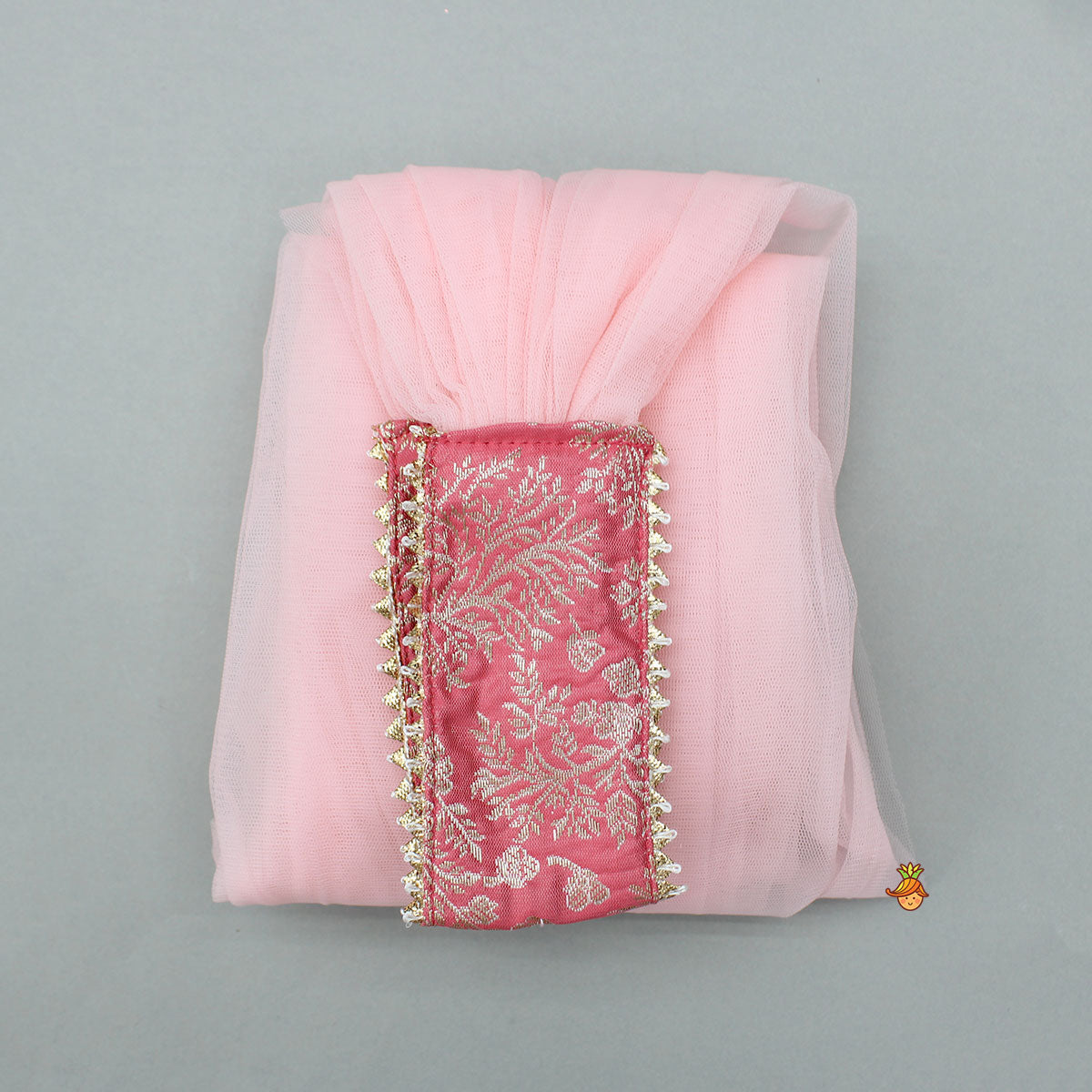 Peach Embroidered Top And Lehenga With Dupatta
