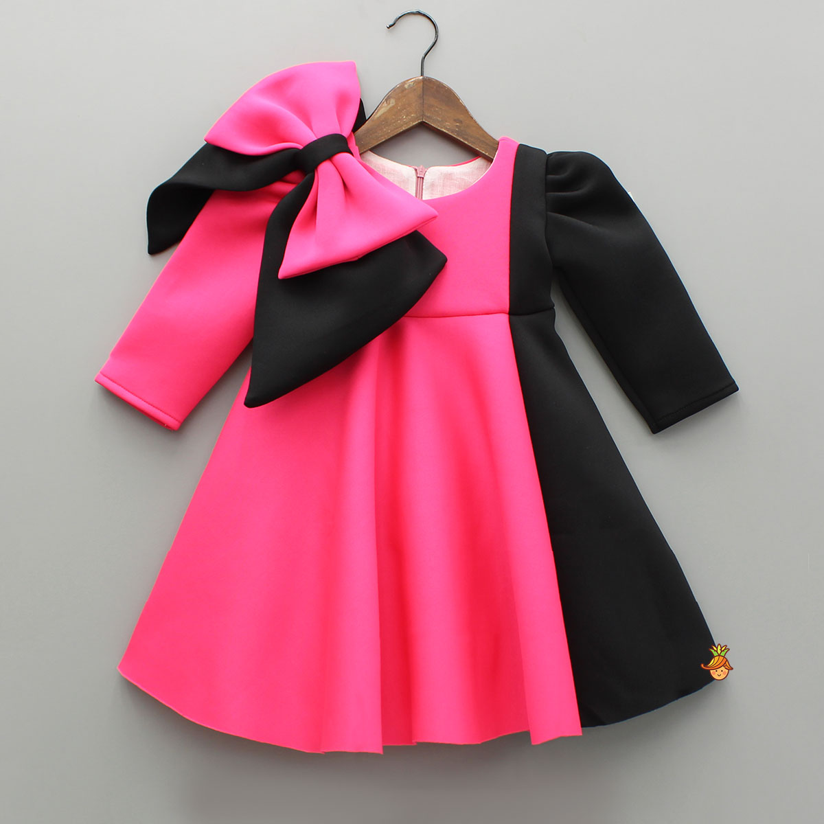 Dual Tone Dress Wiith Bows Detailing