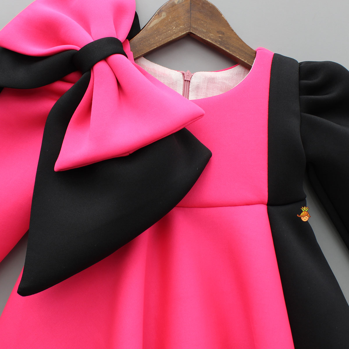 Dual Tone Dress Wiith Bows Detailing