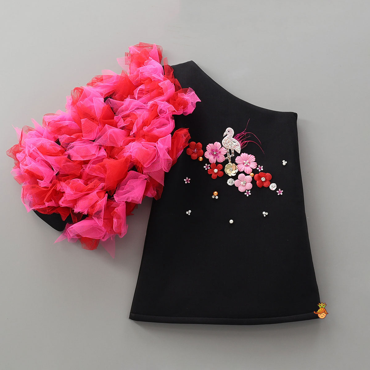 Black Embellished One Shoulder Dress