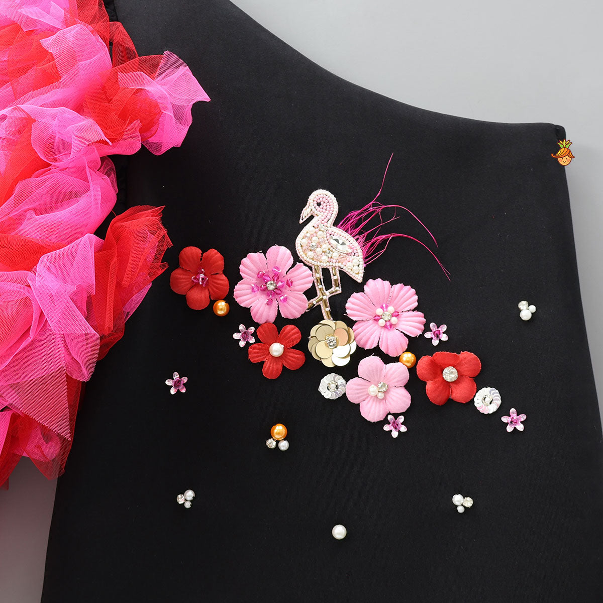Black Embellished One Shoulder Dress