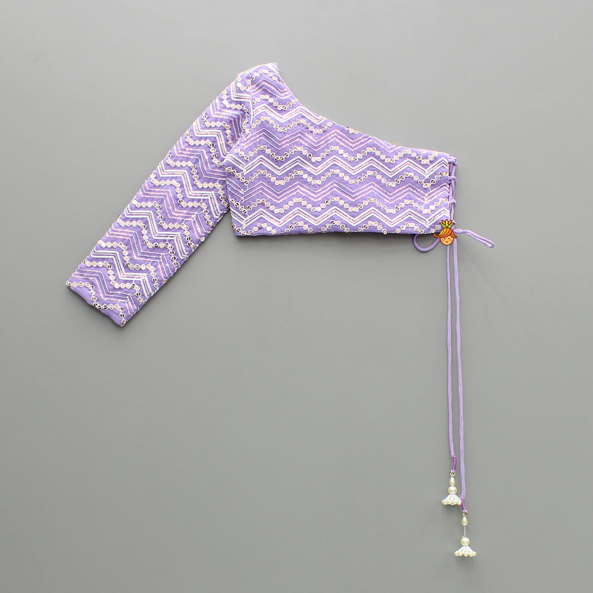 Purple Sequin Embroidered One Shoulder Top And Lehenga