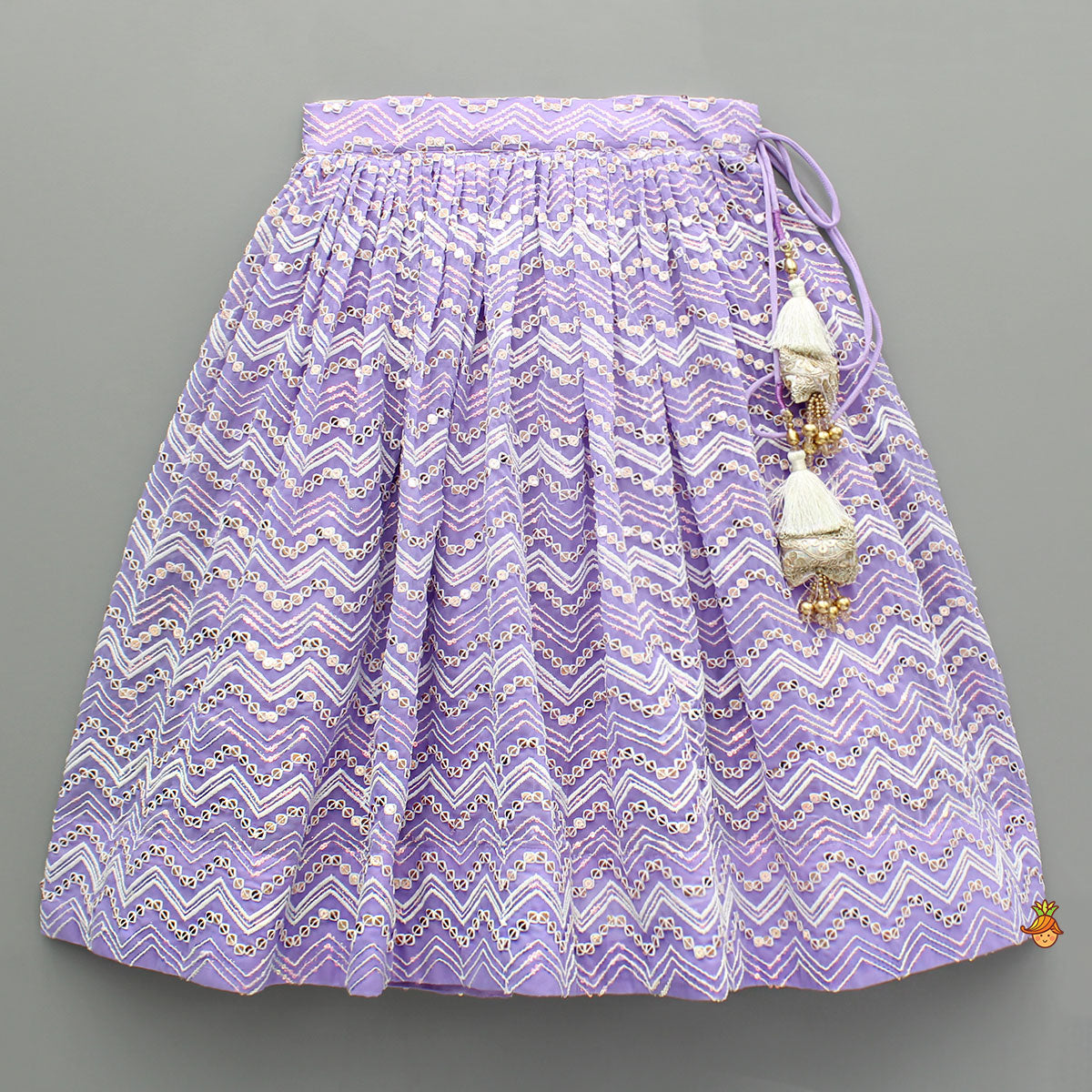 Purple Sequin Embroidered One Shoulder Top And Lehenga
