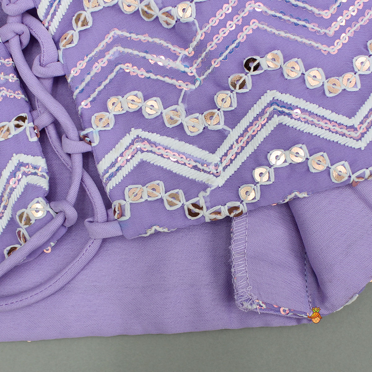 Purple Sequin Embroidered One Shoulder Top And Lehenga