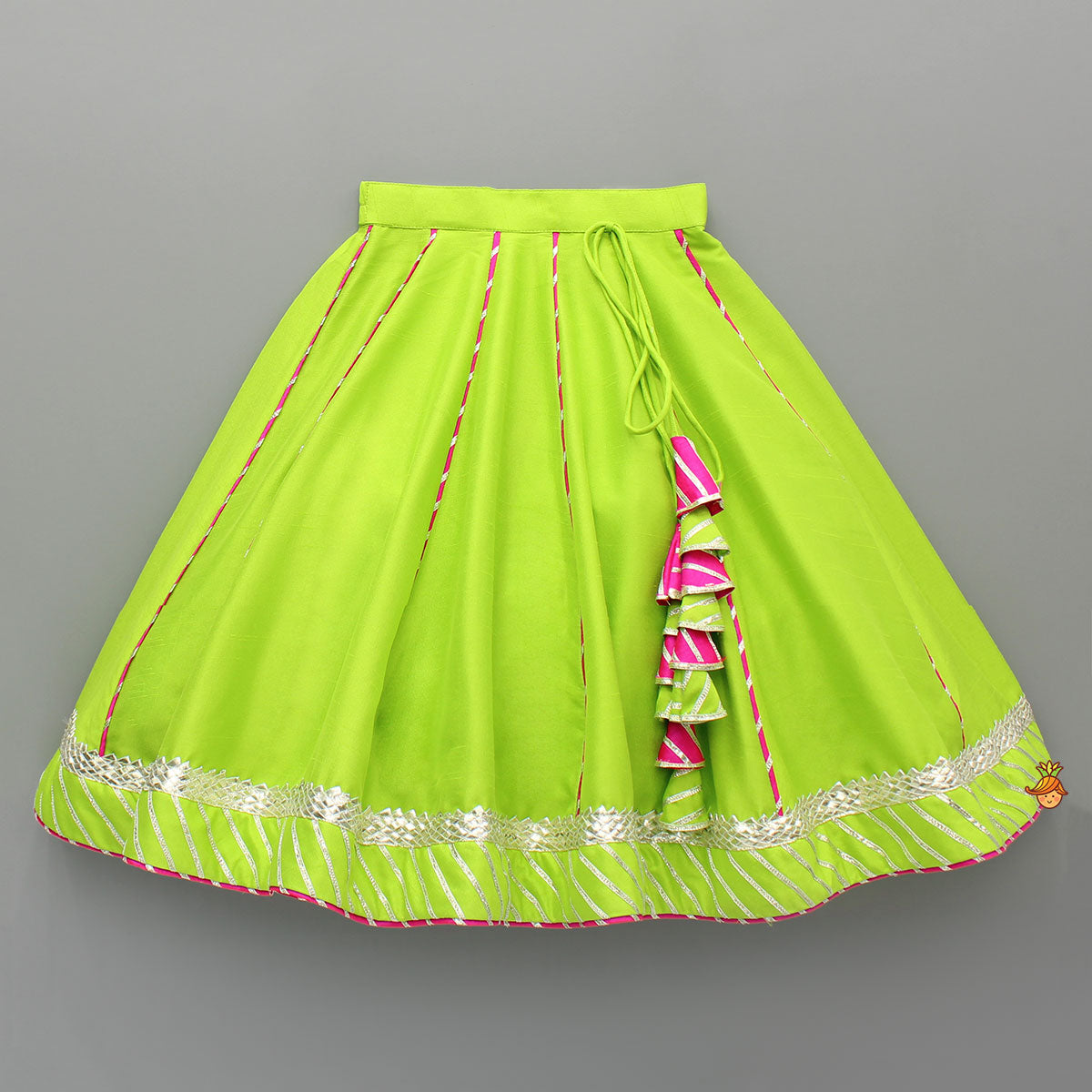 Green Embroidered Strappy Top And Lehenga With Dupatta