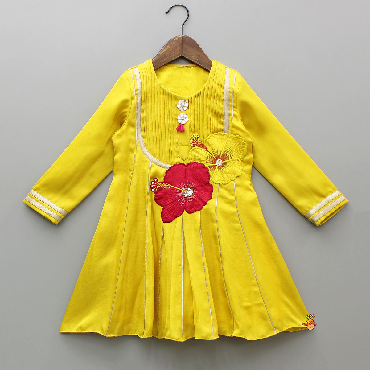 Yellow Embroidered And Embellished Kurti With Palazzo