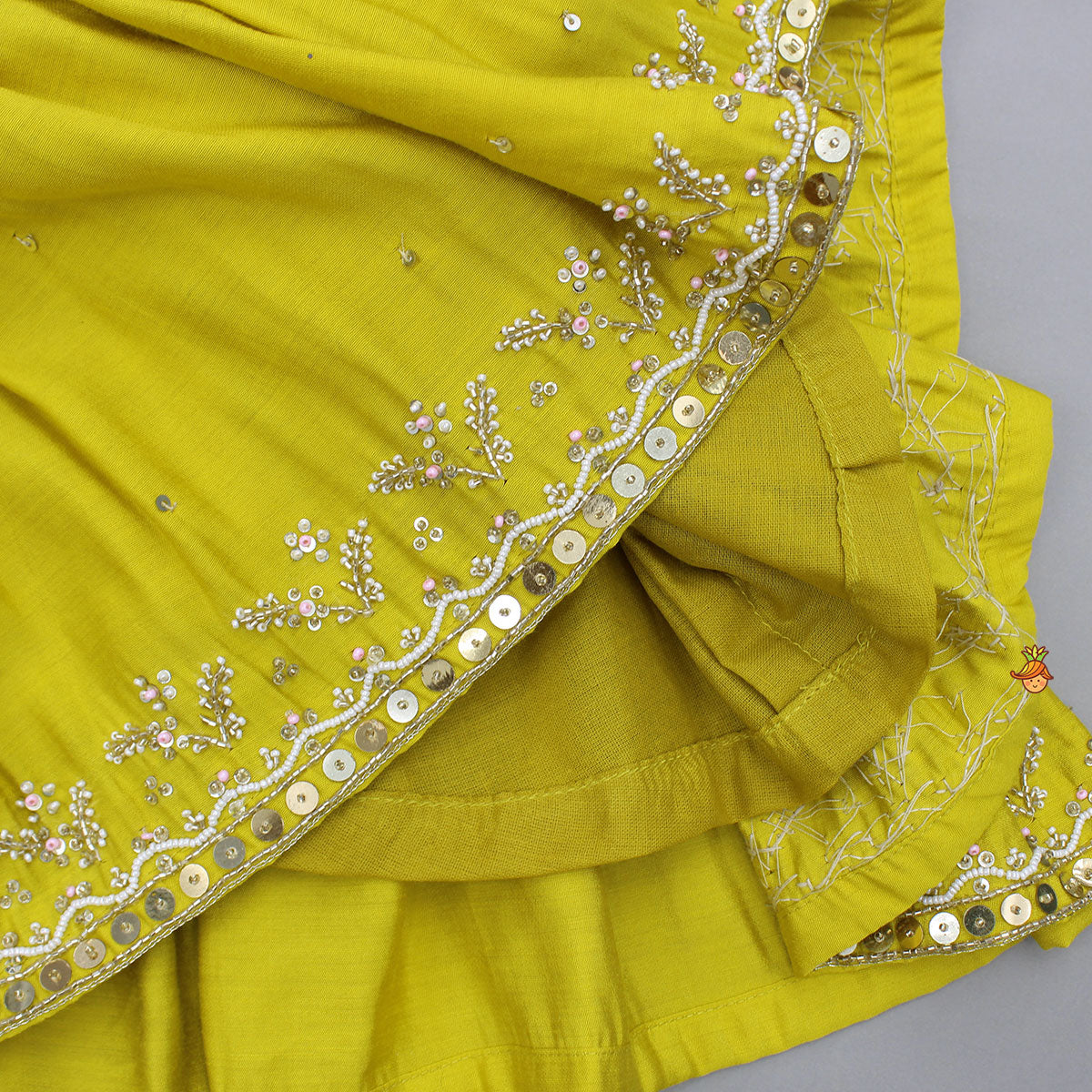 Mustard Embroidered Peplum Top And Sharara