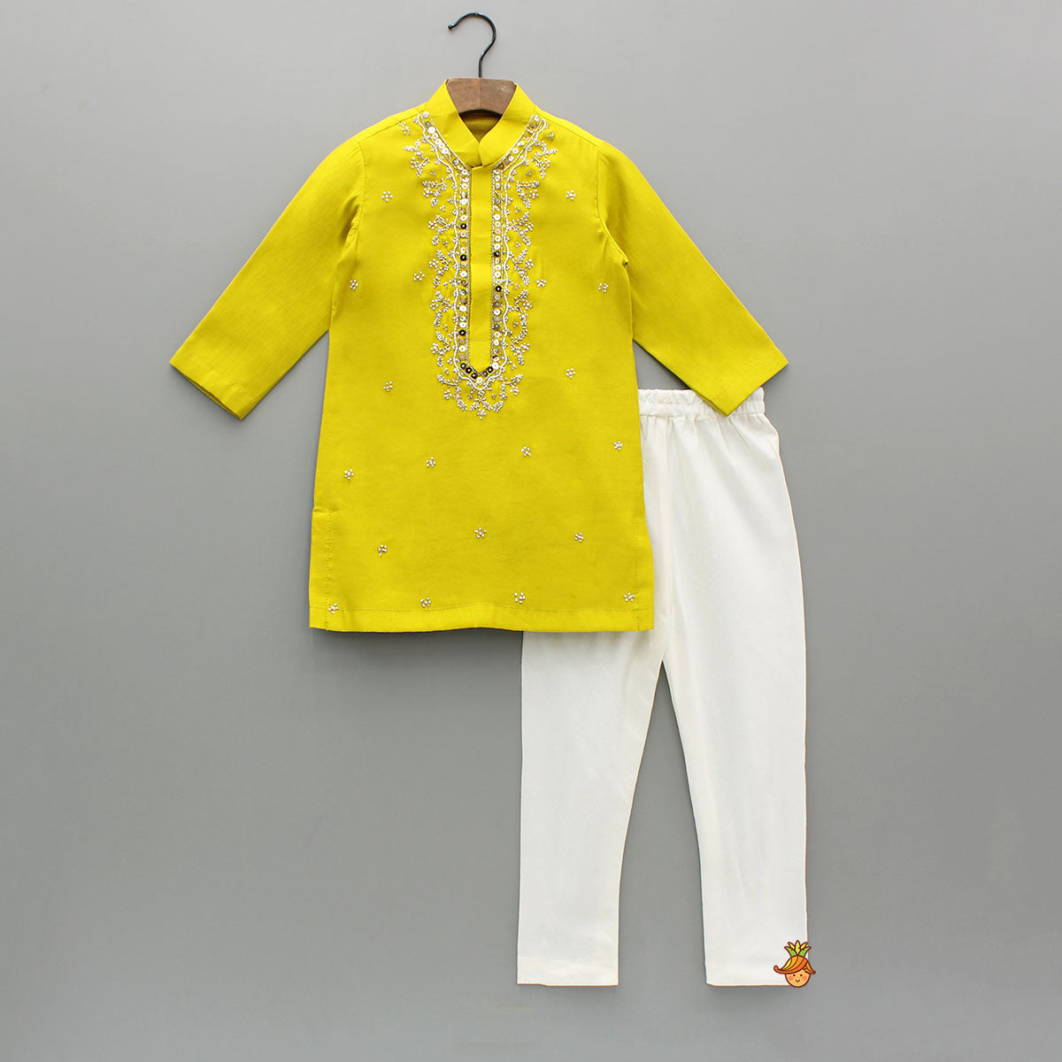 Mustard Embroidered Kurta and Churidar