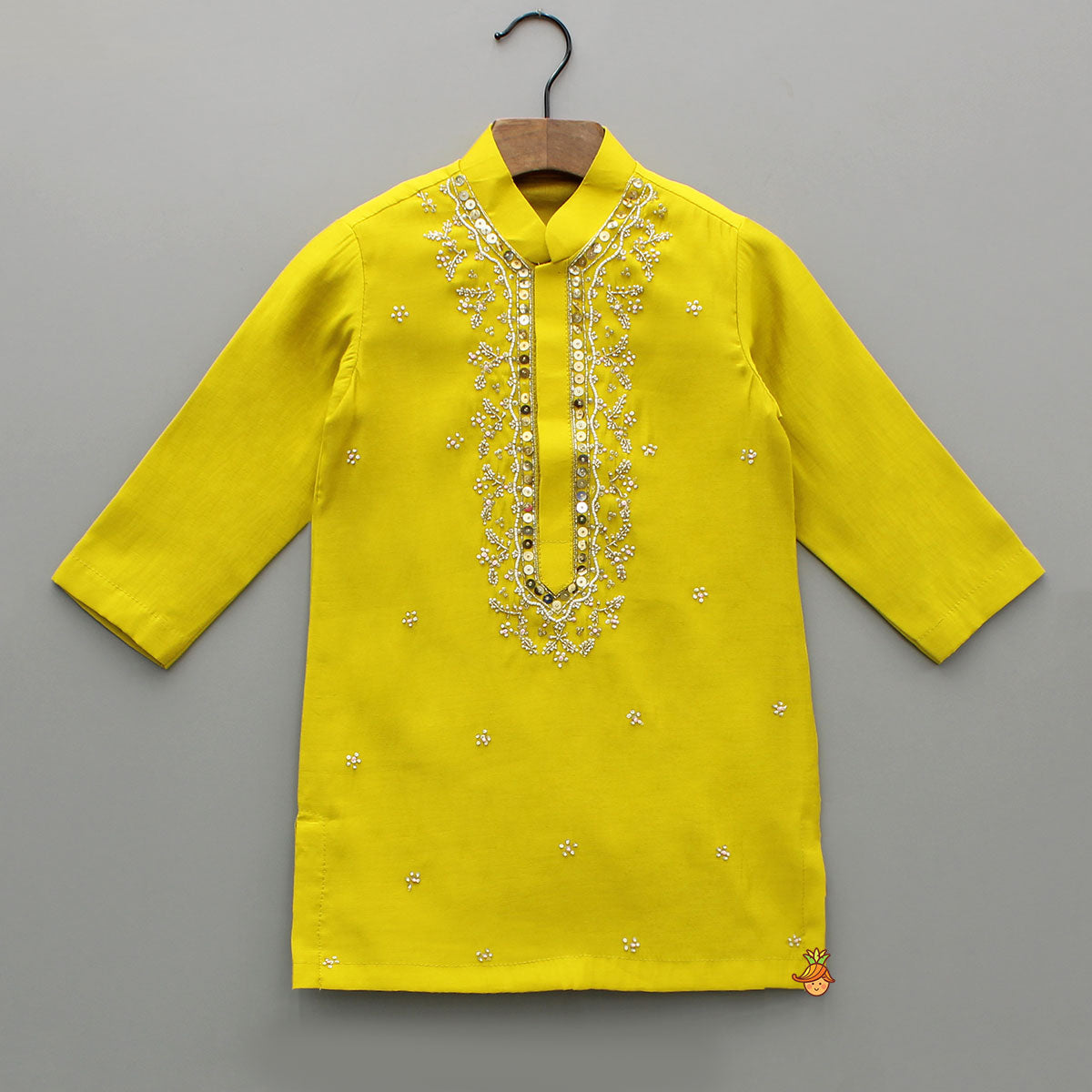 Mustard Embroidered Kurta and Churidar