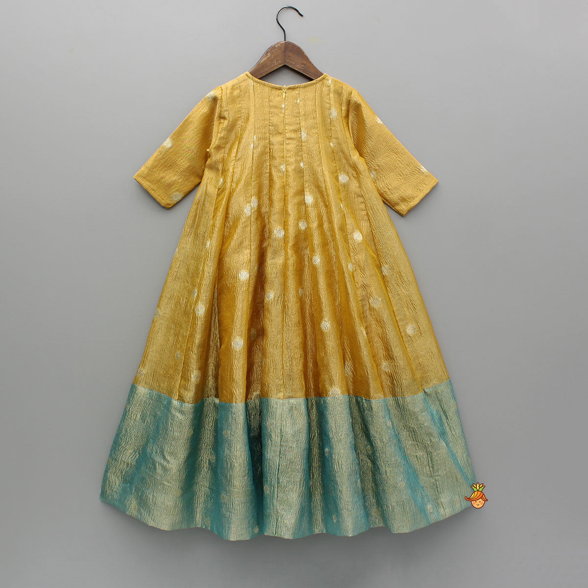 Mustard Contrast Panel Detailing Kurti And Matching Dupatta