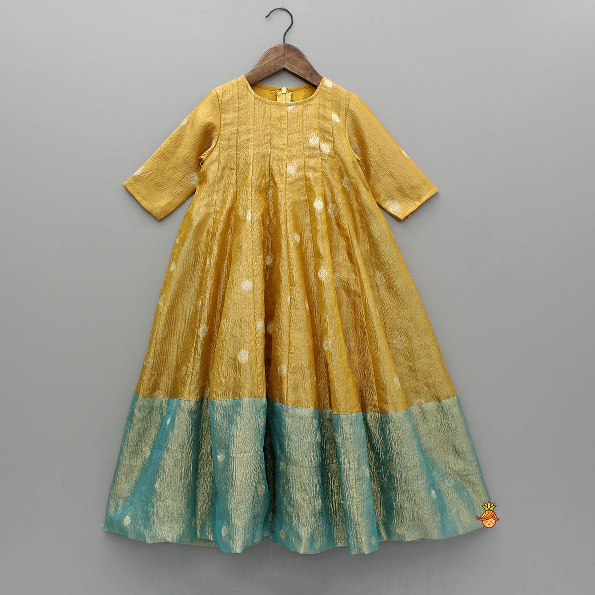 Mustard Contrast Panel Detailing Kurti And Matching Dupatta