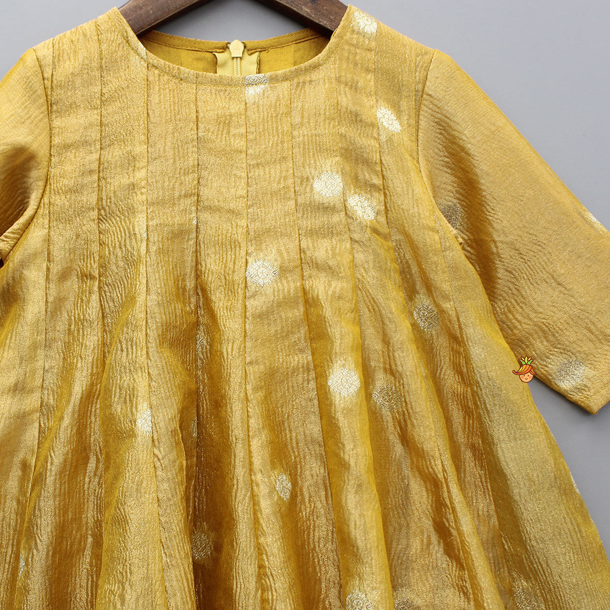 Mustard Contrast Panel Detailing Kurti And Matching Dupatta