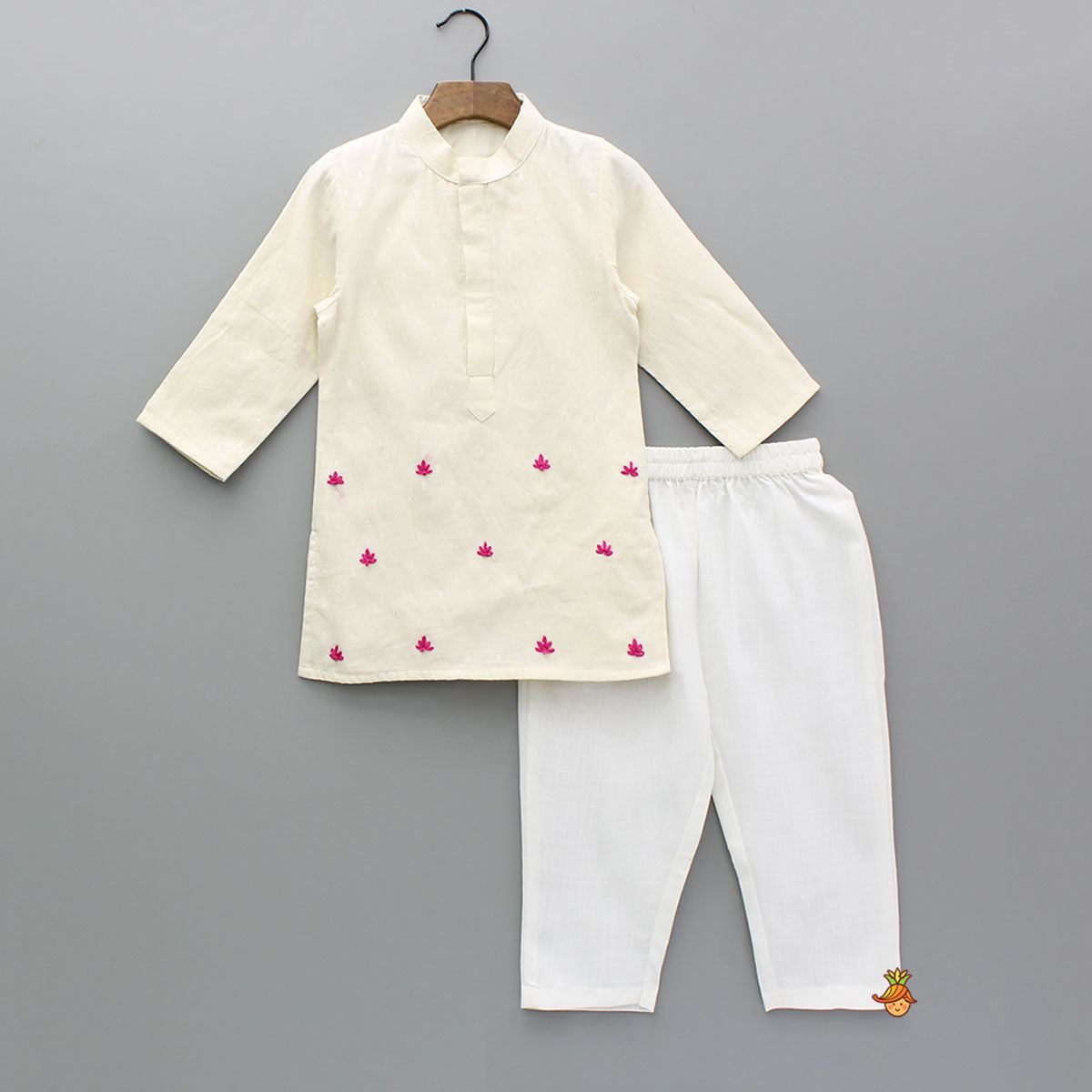 Pink Lotus Embroidered Kurta And Pyjama