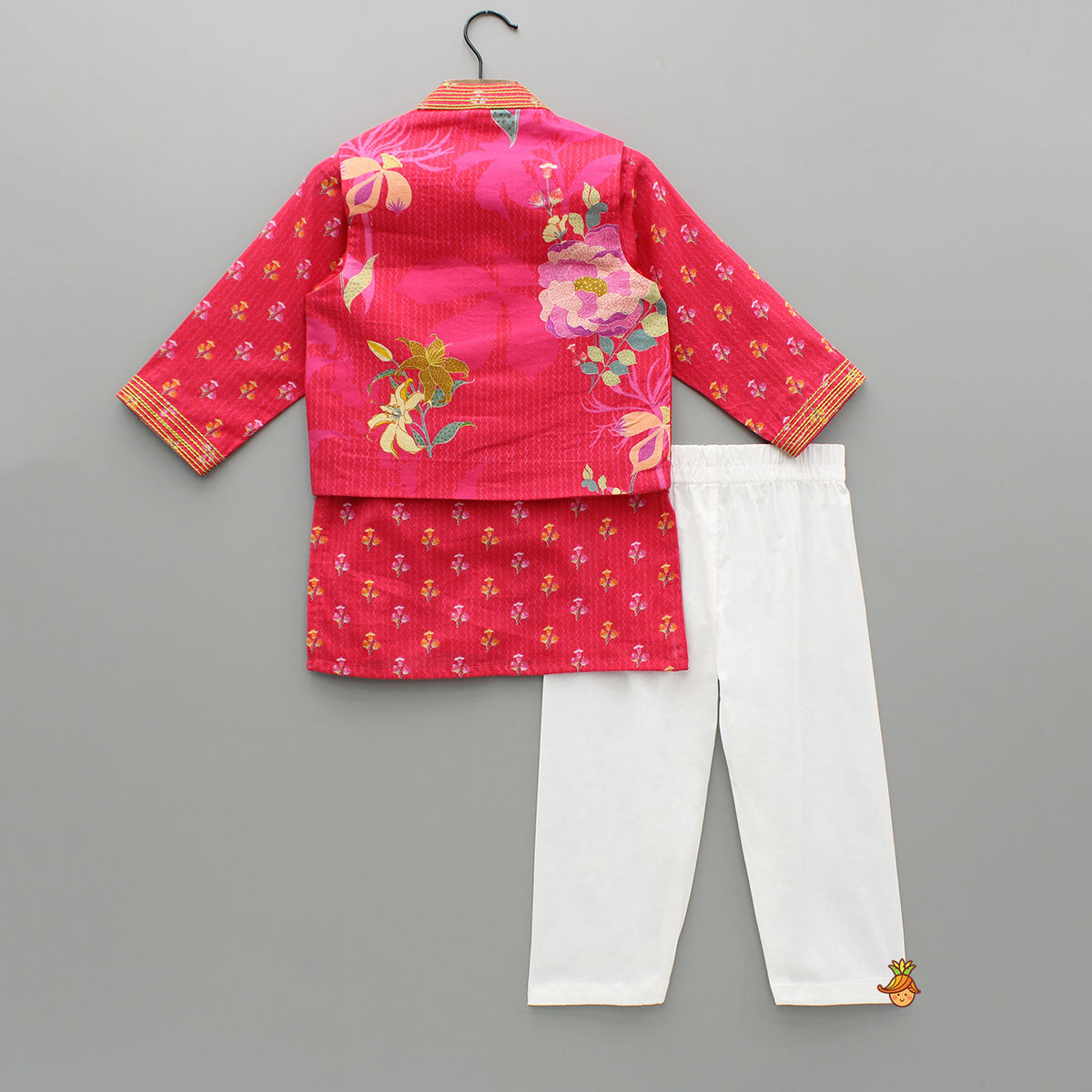 Floral Printed Kurta And Jacket With Pyjama