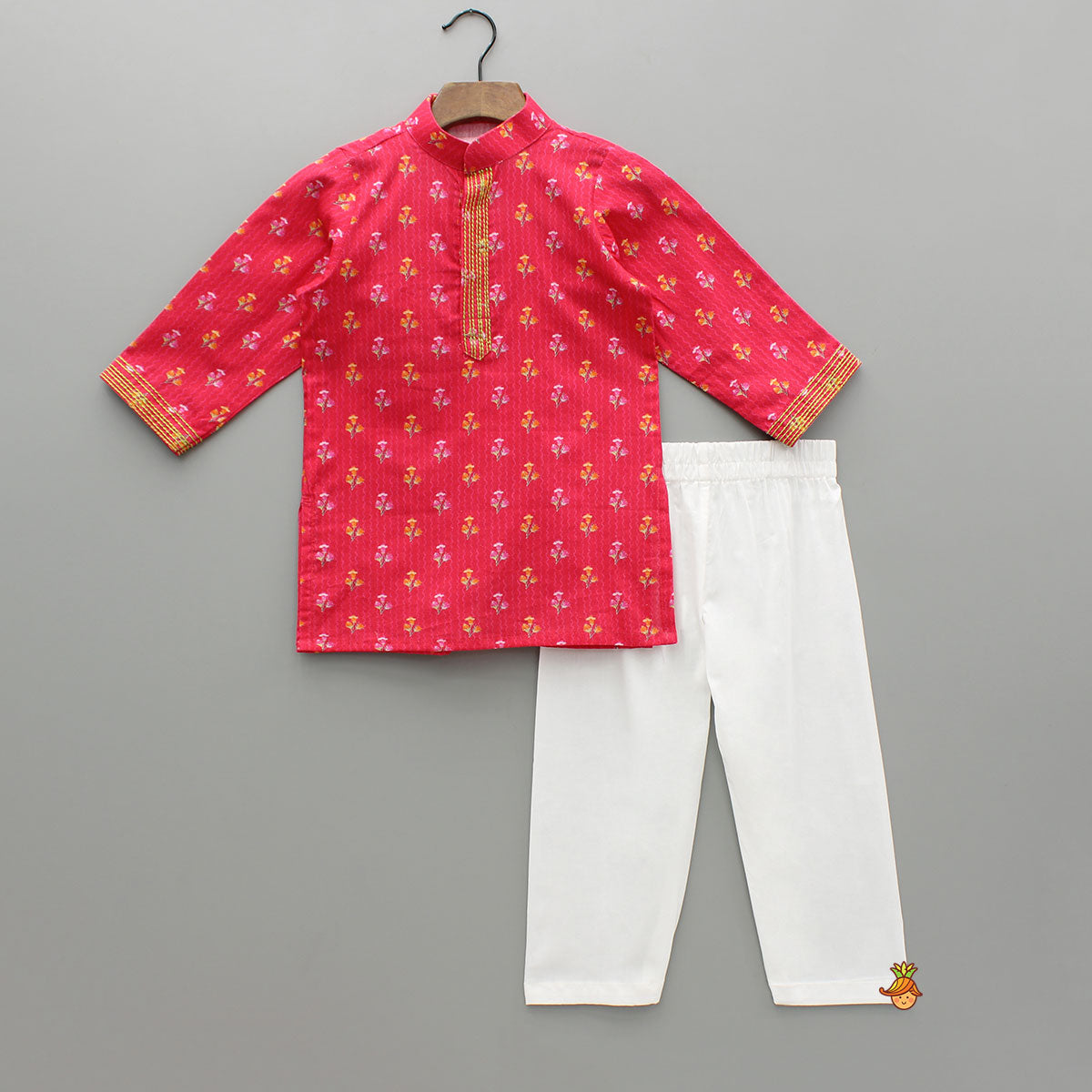 Floral Printed Kurta And Jacket With Pyjama