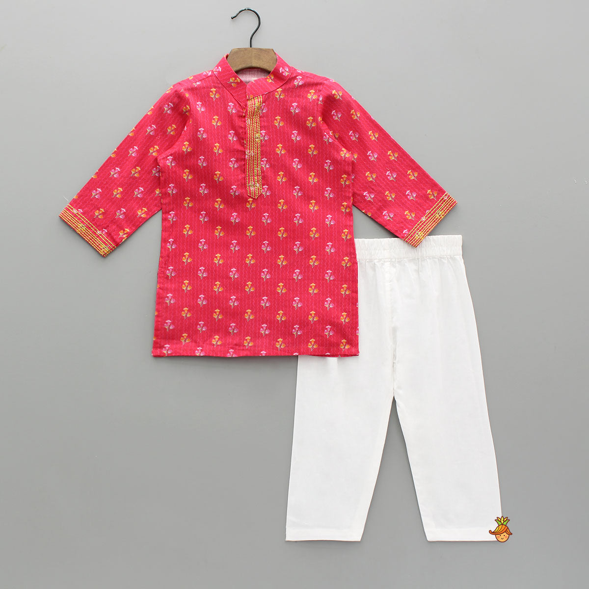 Floral Printed Kurta And Jacket With Pyjama