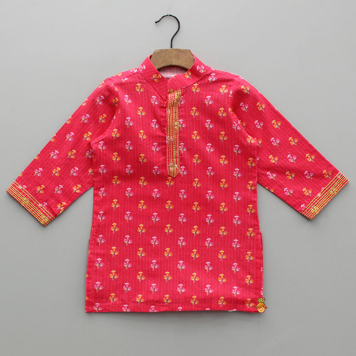 Floral Printed Kurta And Jacket With Pyjama