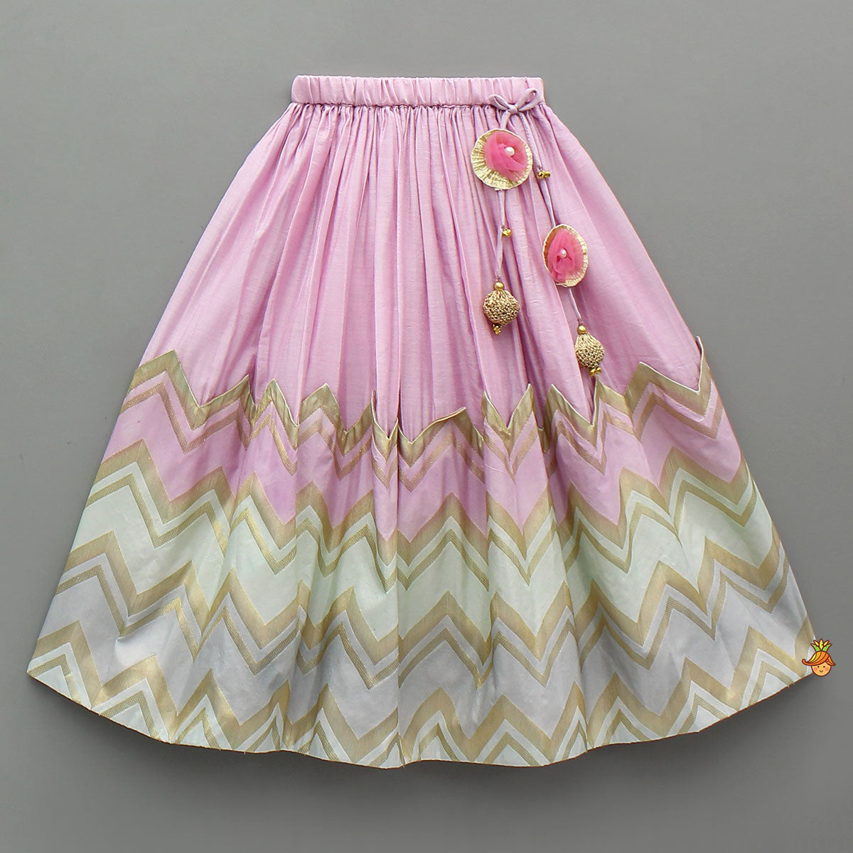 Lavender Embroidered Tie up Strap Top And Lehenga With Dupatta