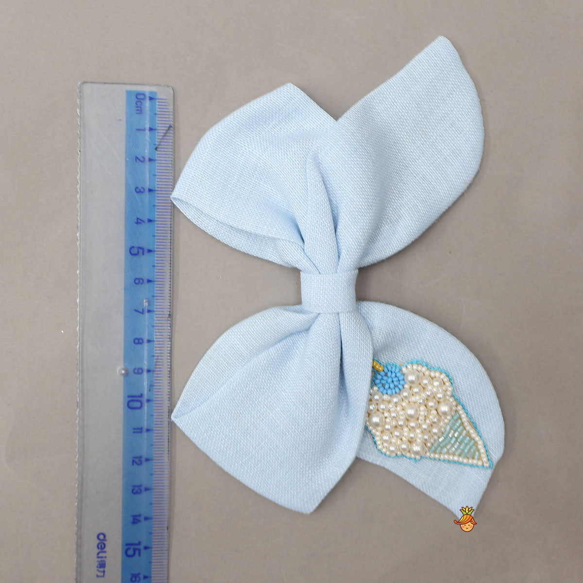Blue Ice Cream Embroidered Bowie Hair Clip