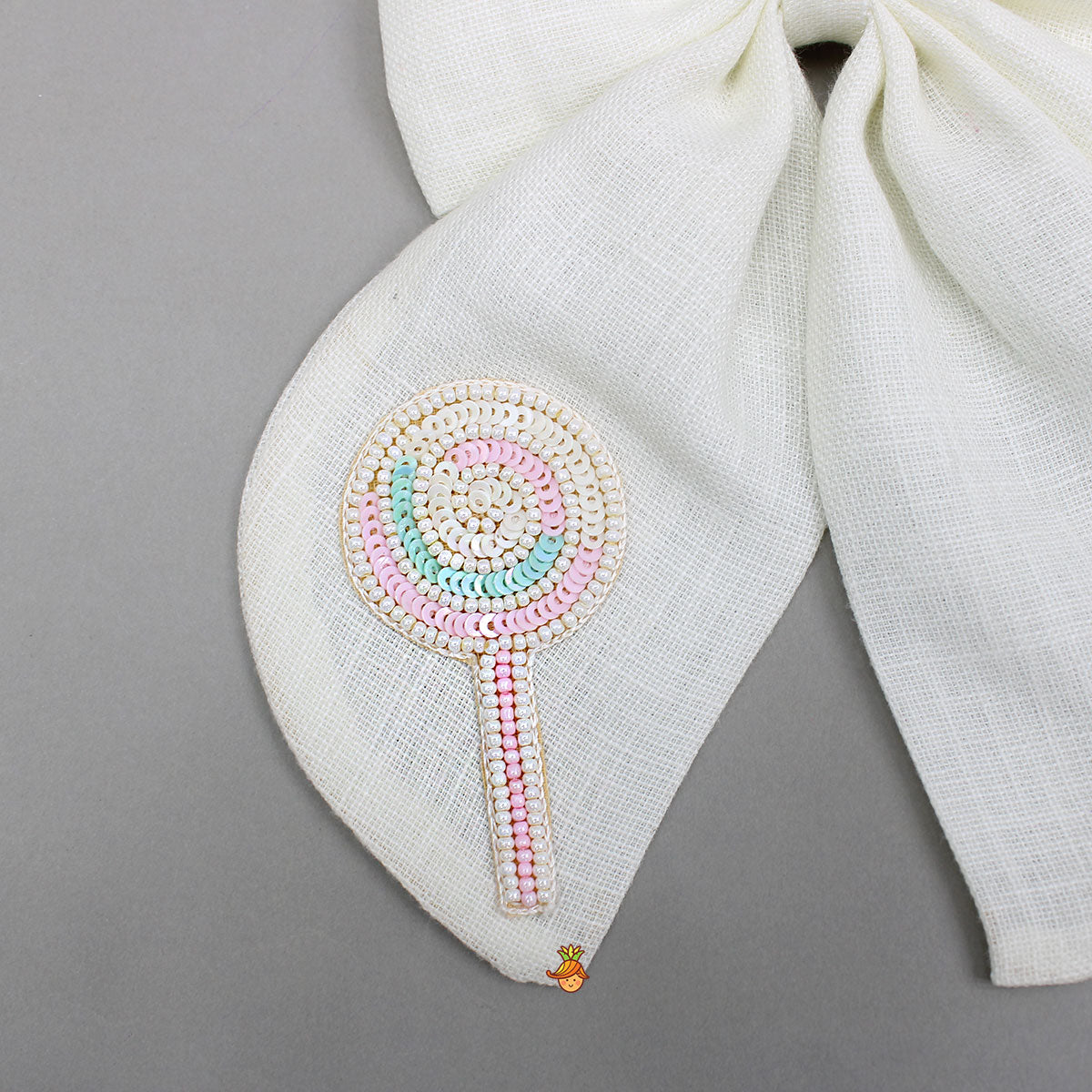 Off White Candy Embroidered Bowie Hair Clip