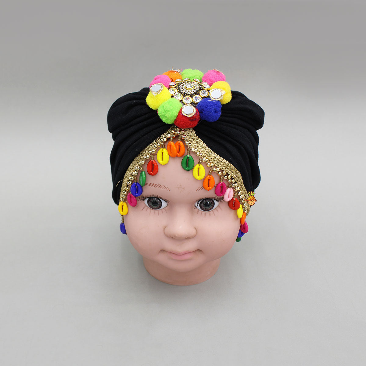 Black Muticolour Embellished Head Band