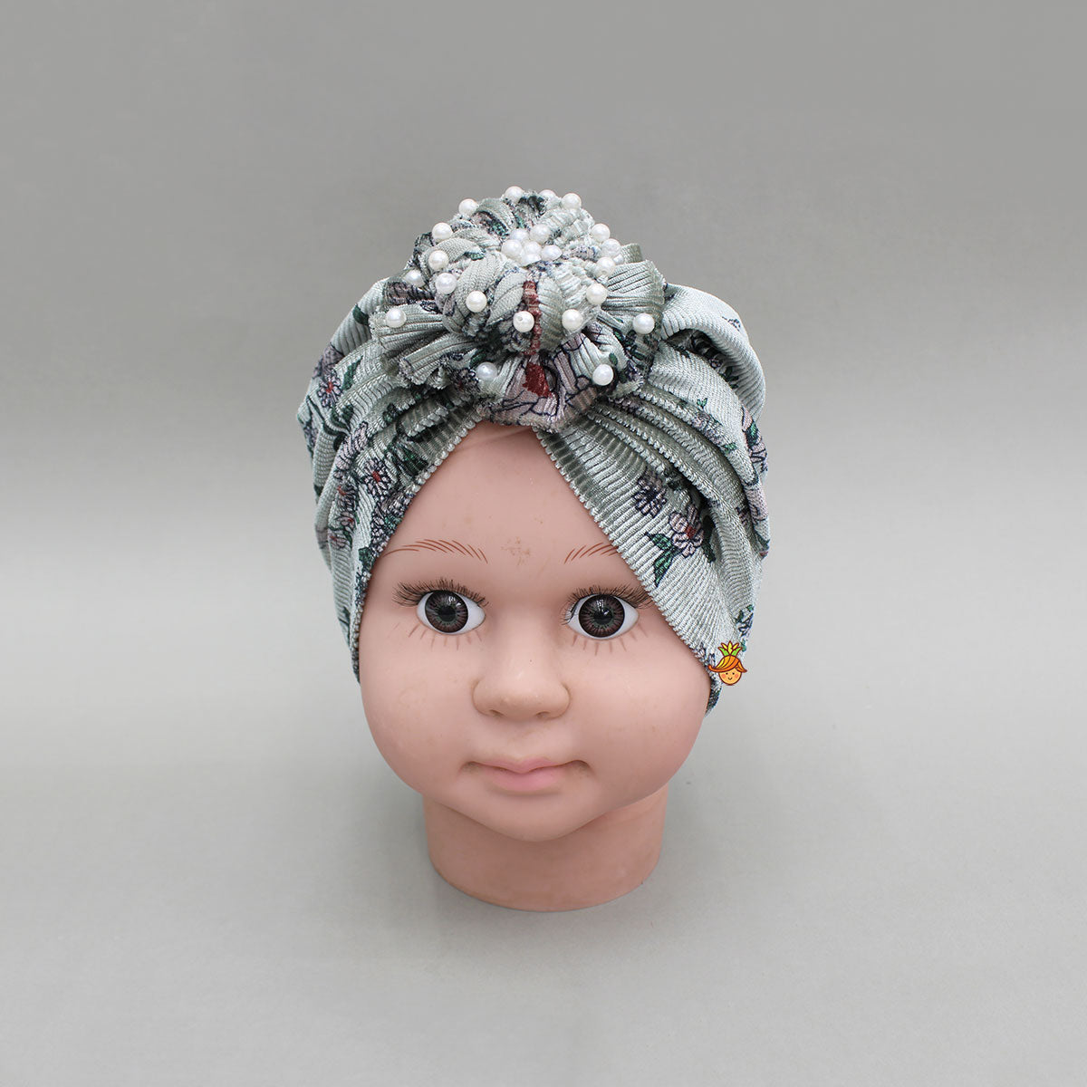 Grey Floral Printed Embellished Head Band