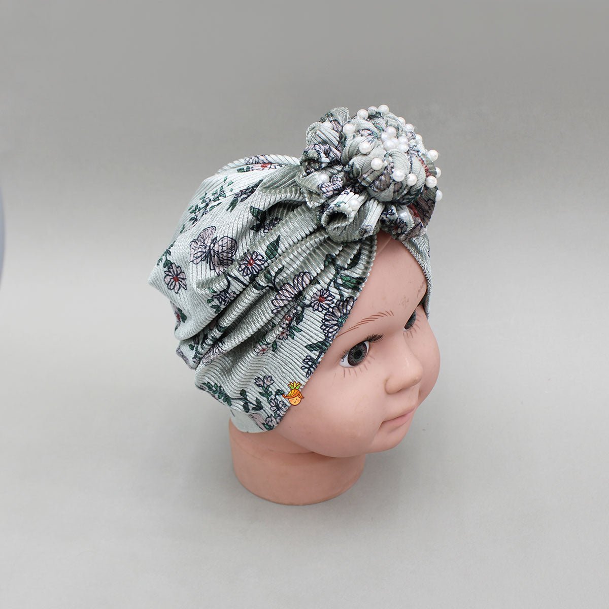 Grey Floral Printed Embellished Head Band