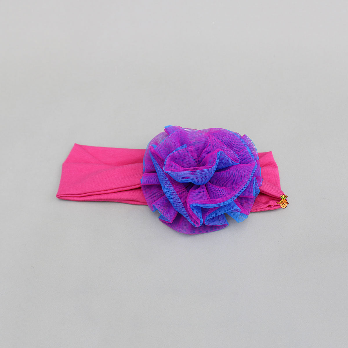 Pink Head Band With Dual Tone Artificial Flower