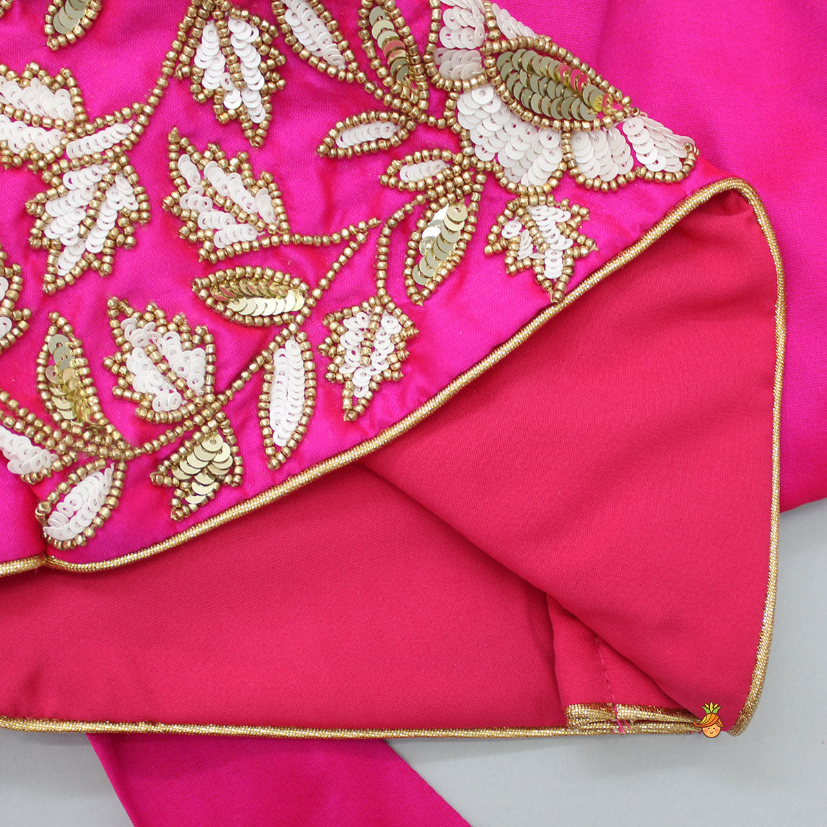 Pink Embroidered Top And Scalloped Hem Lehenga With Dupatta