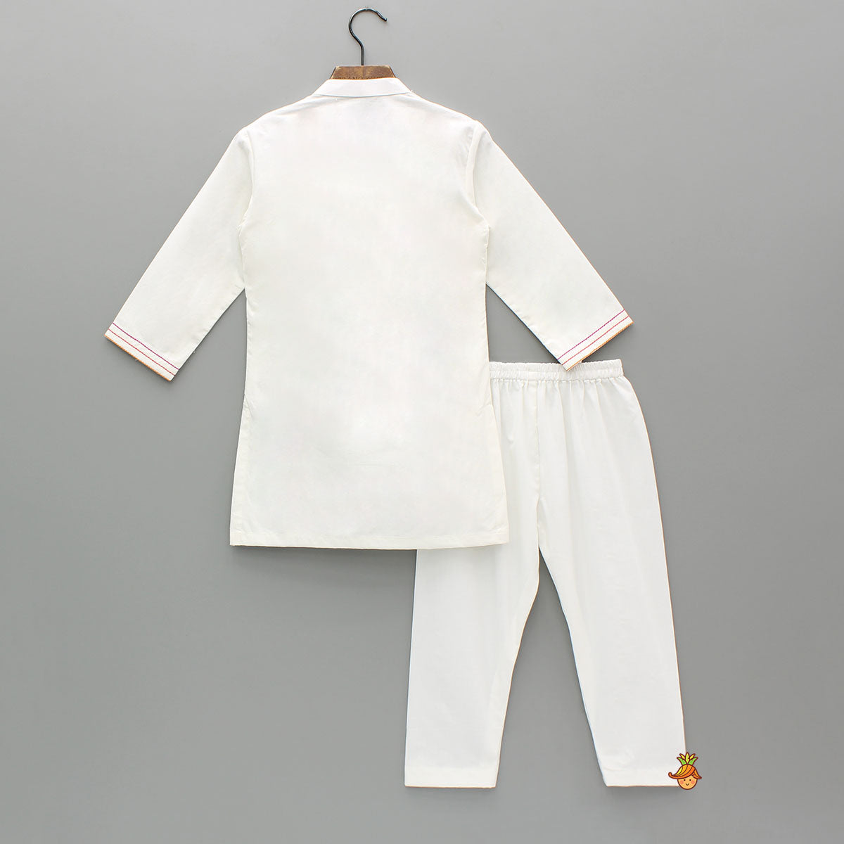 White Embroidery Detailed Kurta And Pyjama