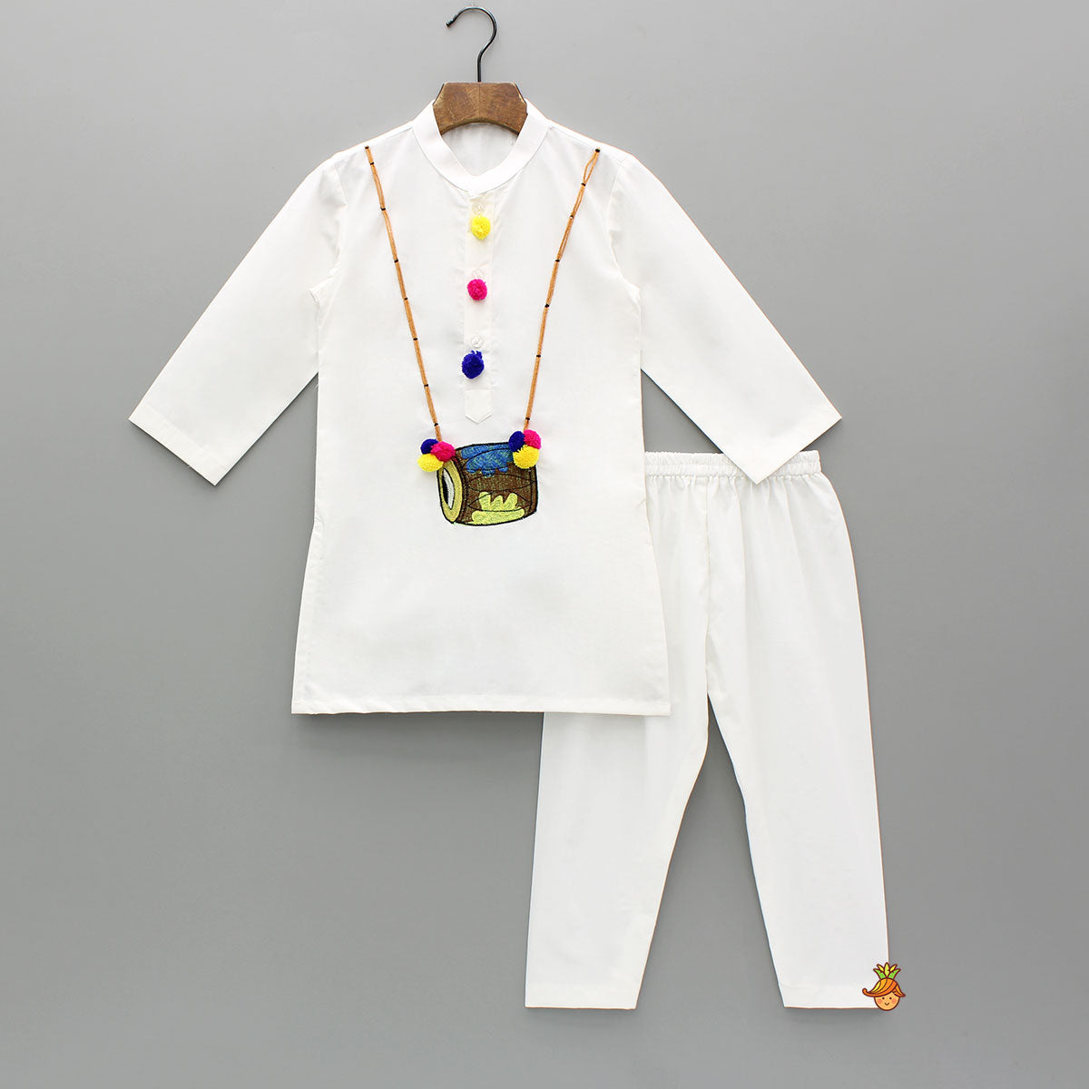 White Embroidered Kurta And Pyjama