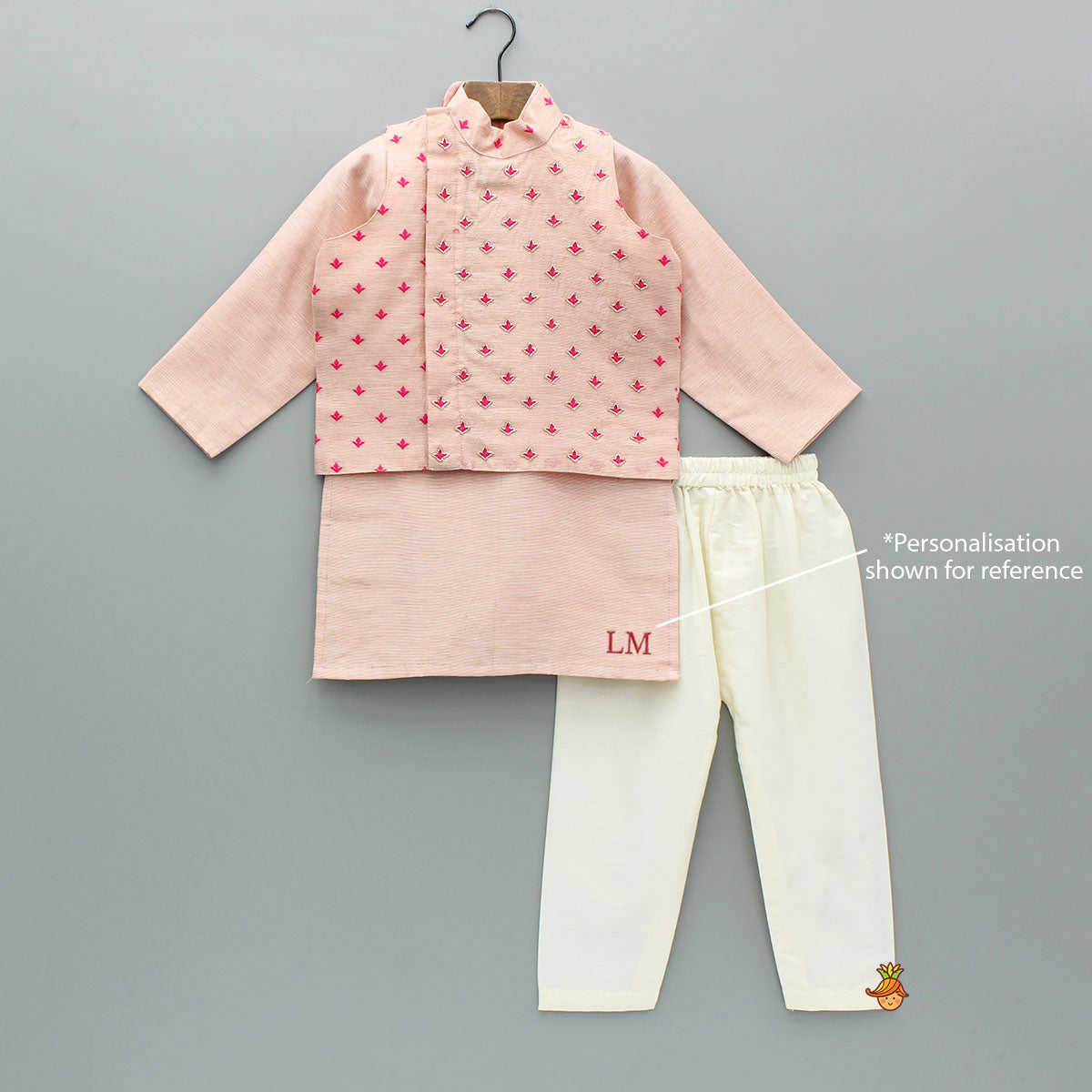 Pink Chanderi Kurta With Stylish Embroidered Jacket And Pyjama