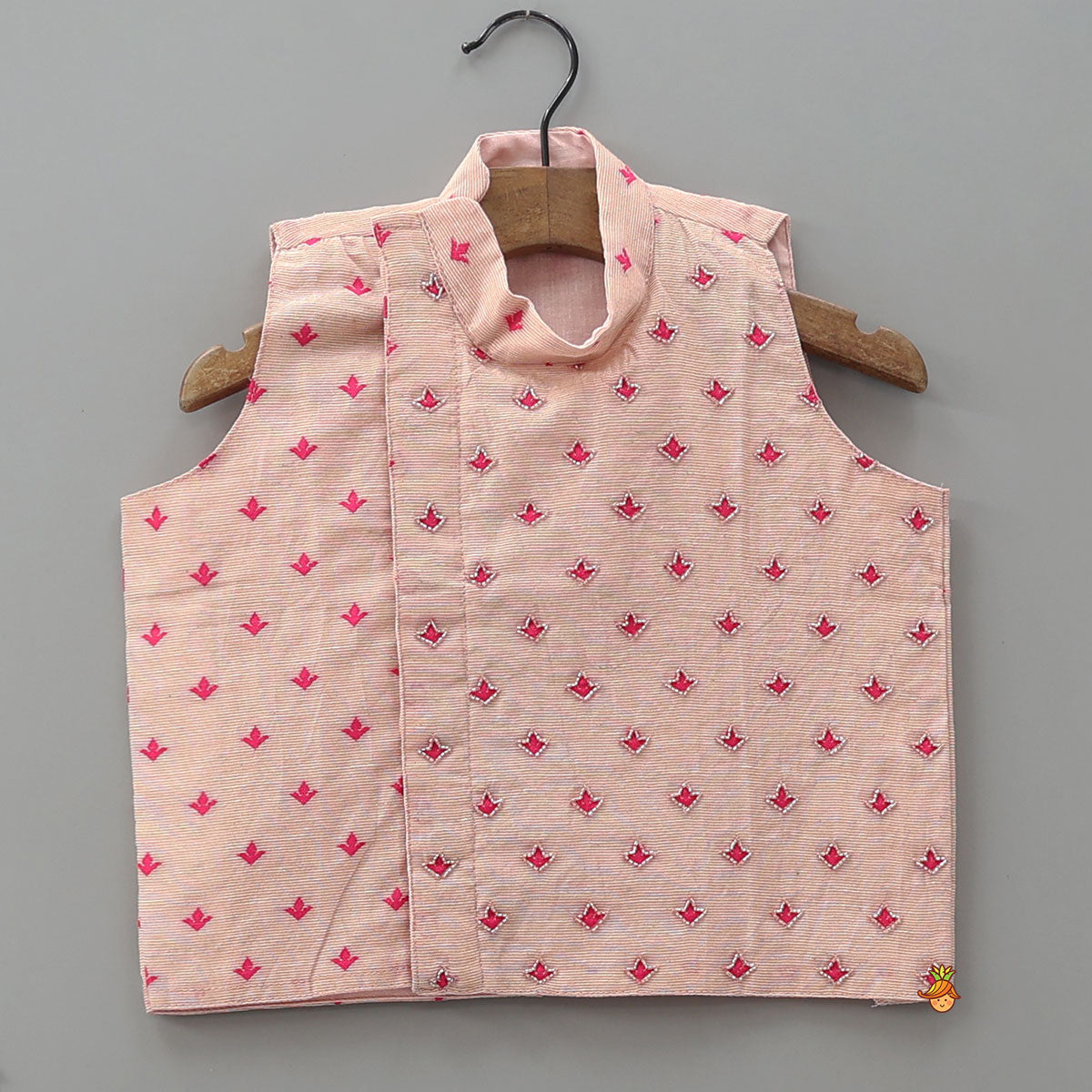 Pink Chanderi Kurta With Stylish Embroidered Jacket And Pyjama