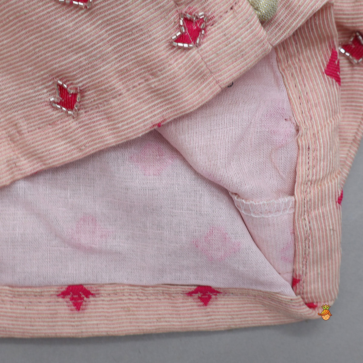 Chanderi Embroidered Top And Layered Lehenga