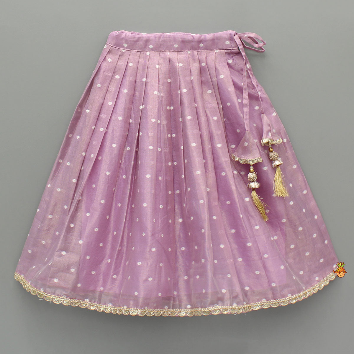 Lavender Chanderi Embellished Top And Lehenga