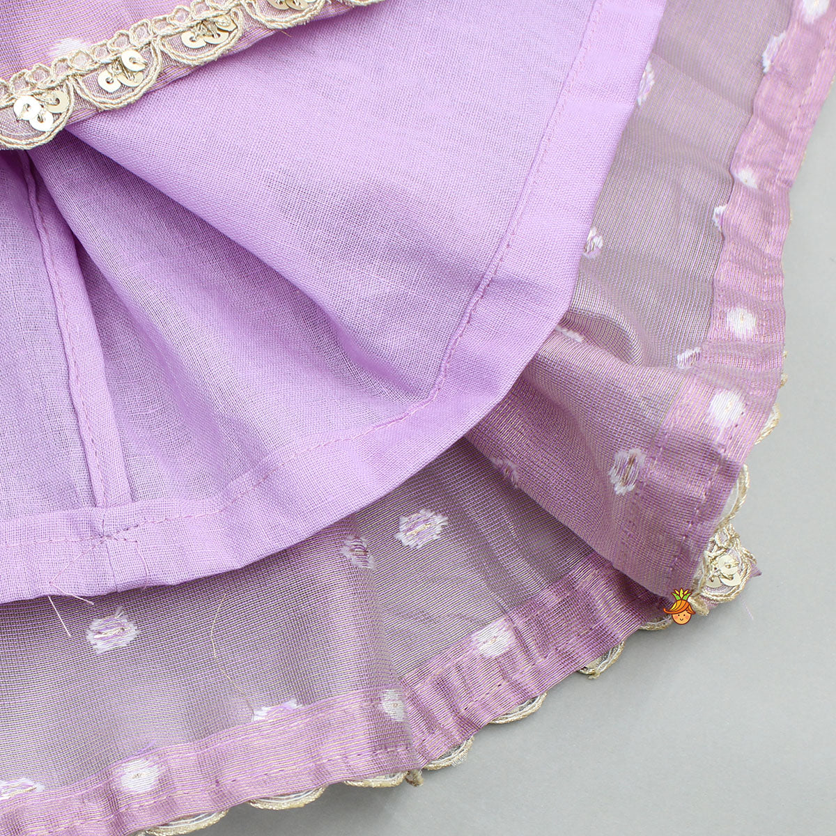 Lavender Chanderi Embellished Top And Lehenga