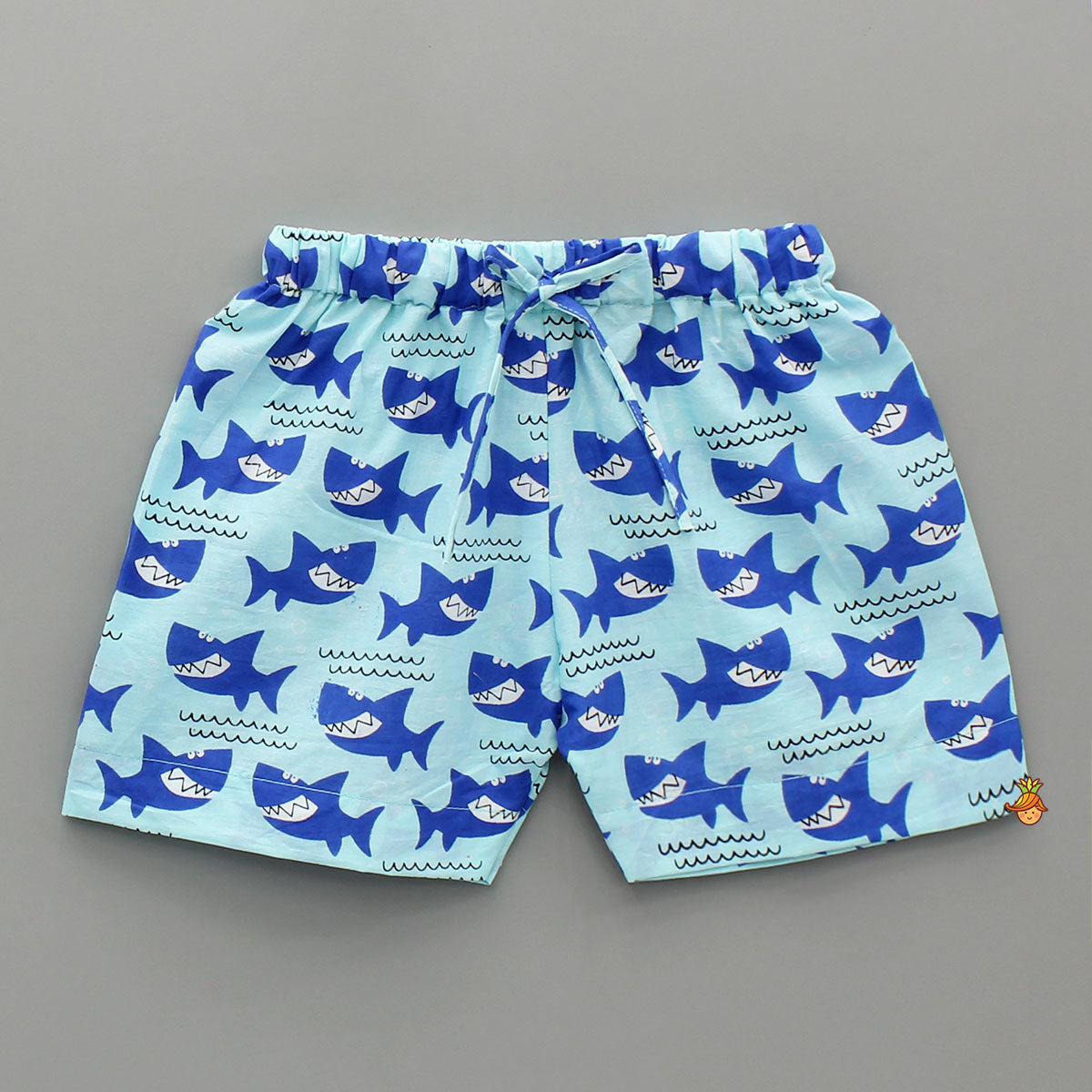 Blue Fish Printed Shirt And Shorts