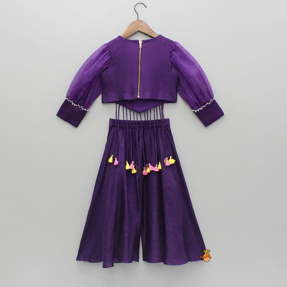 Purple Embroidered Top And Flared Palazzo