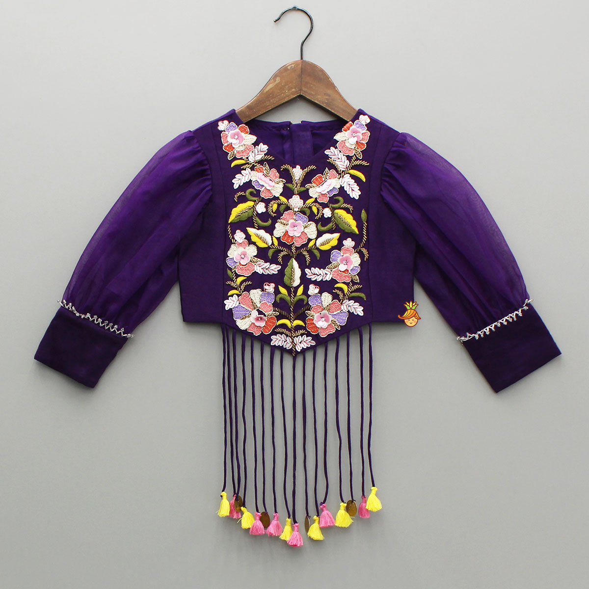 Purple Embroidered Top And Flared Palazzo