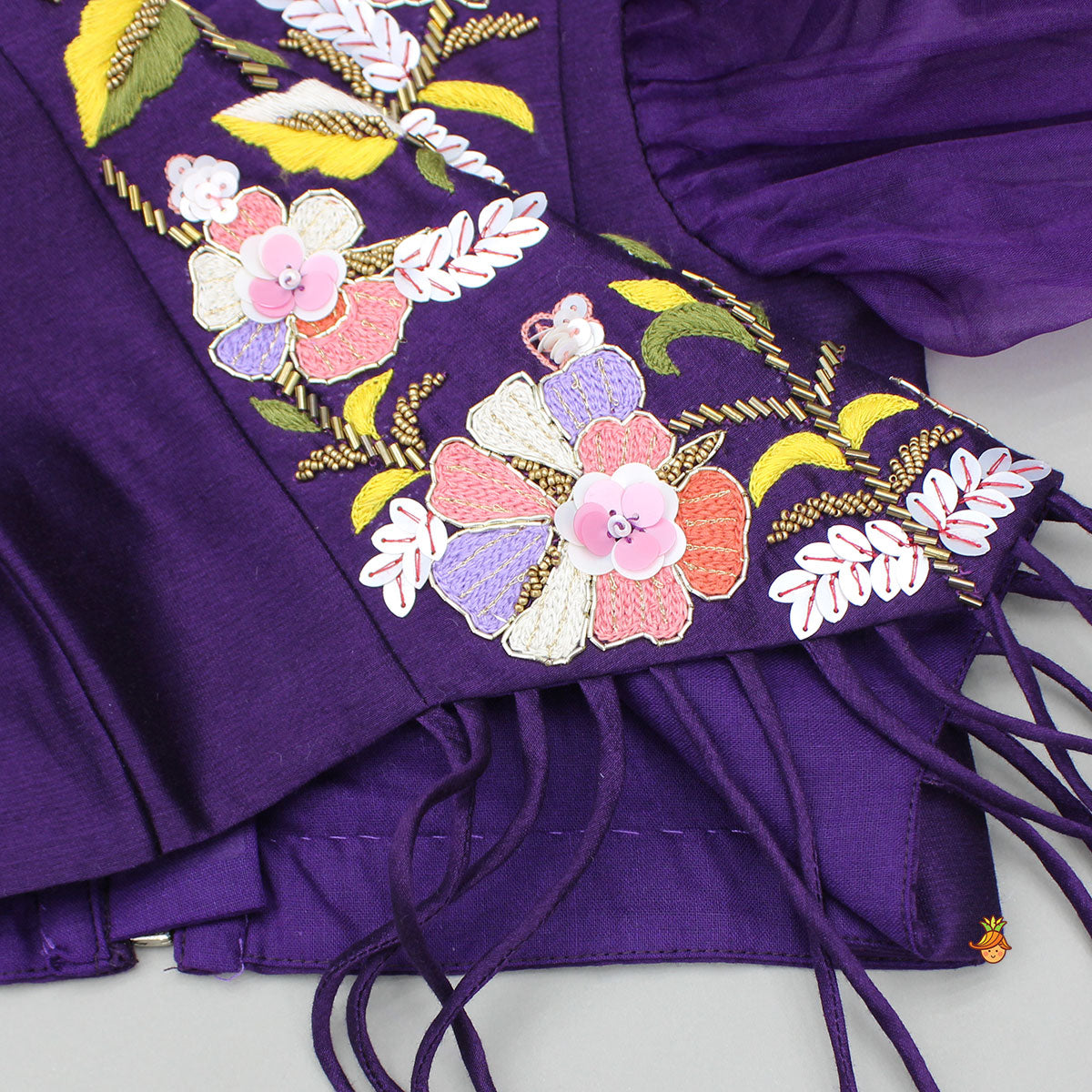 Purple Embroidered Top And Flared Palazzo