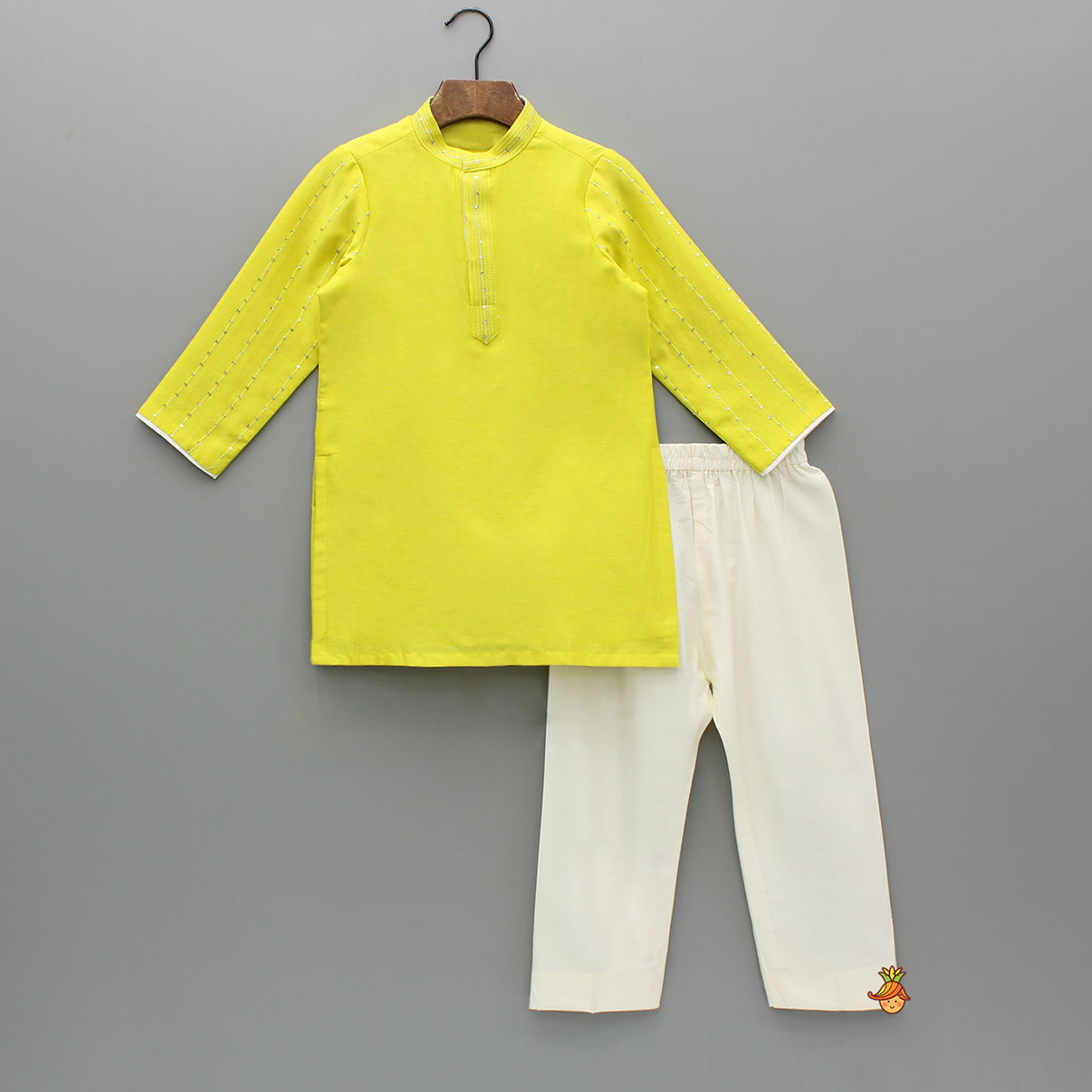 Yellow Embroidered Kurta And Pyjama