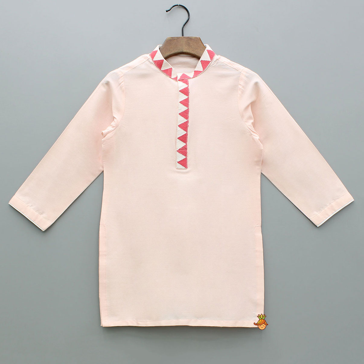 Peach Embroidered Kurta With Printed Jacket And Pyjama