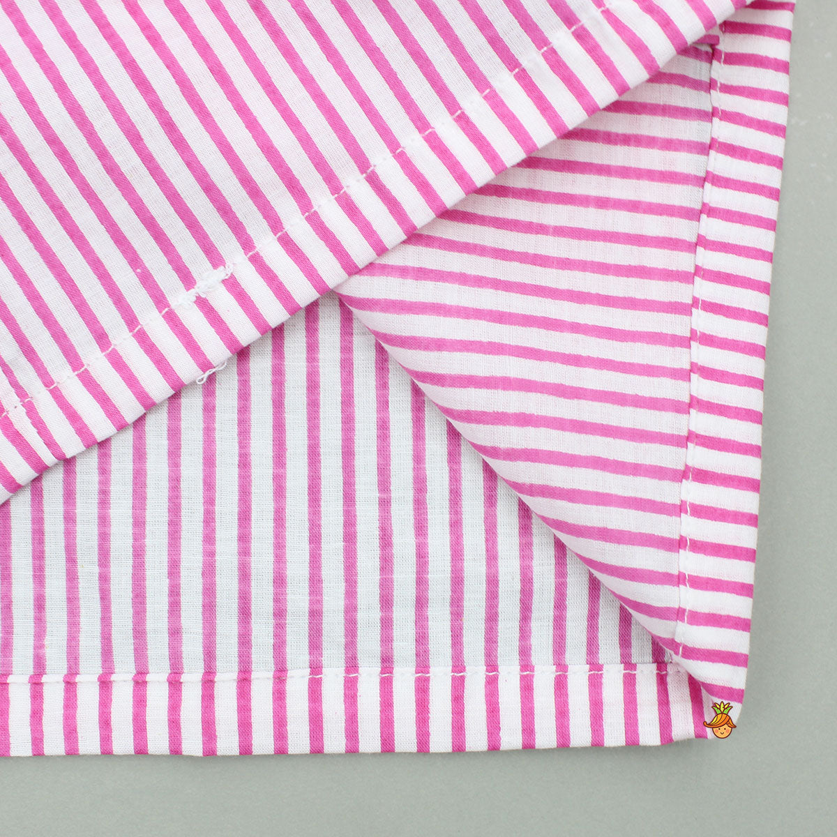 Pink And White Stripe Notch Collar Sleepwear