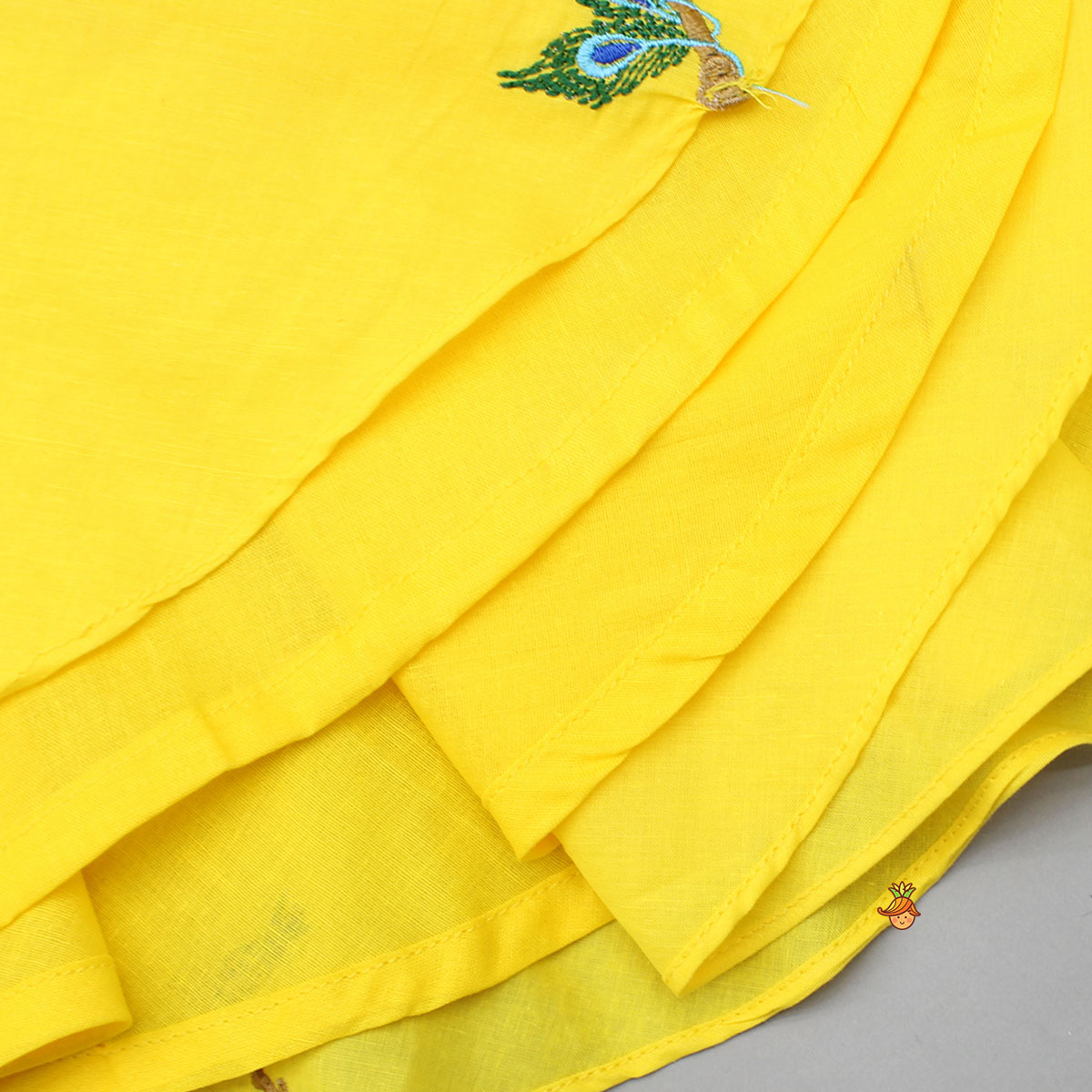 Yellow Embroidered Embellished Halter Neck Top And Lehenga With Head Band