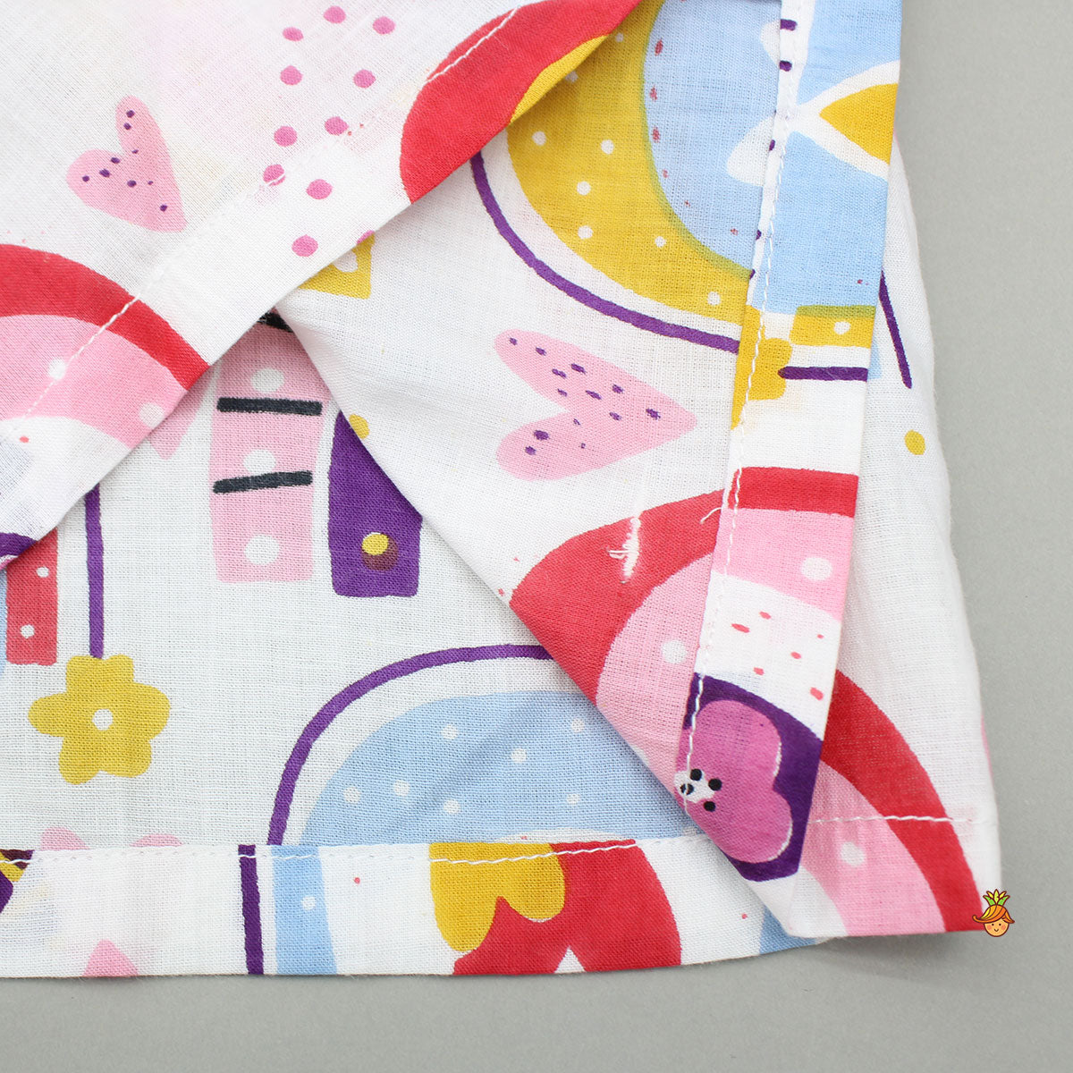 Multicolour Printed Notch Collar Sleepwear