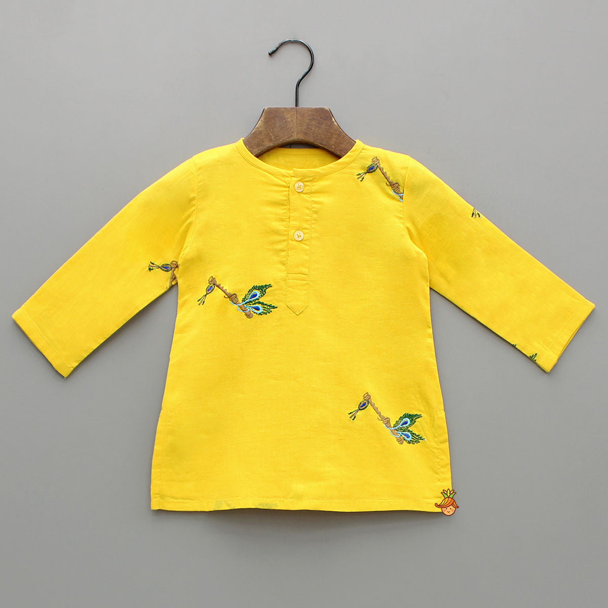 Yellow Embroidered Kurta And Dhoti Style Pant With Head Band