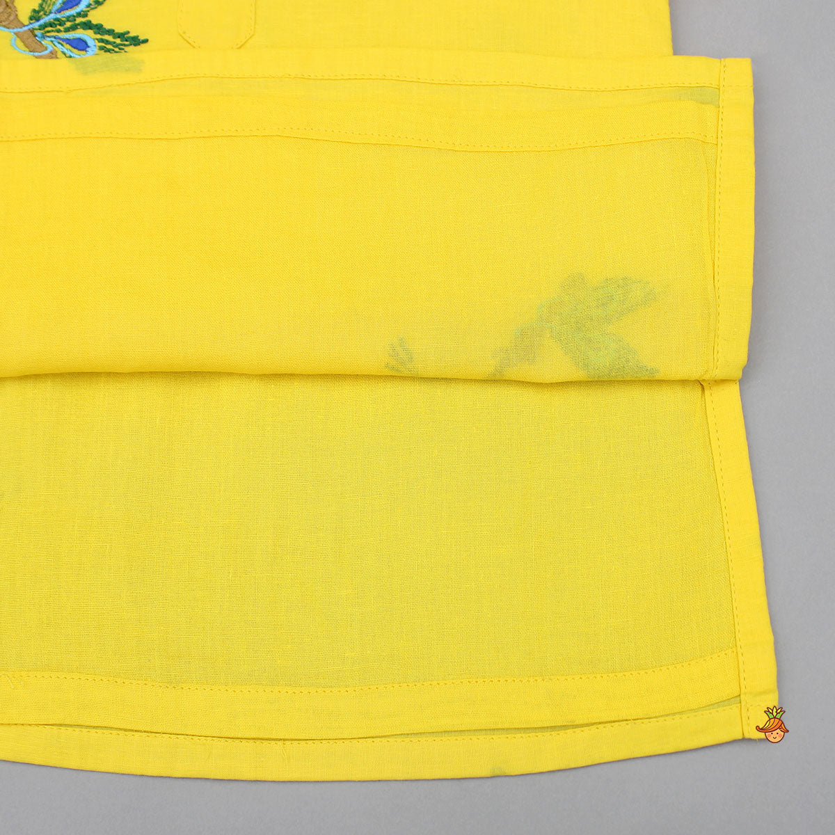 Yellow Embroidered Kurta And Dhoti Style Pant With Head Band