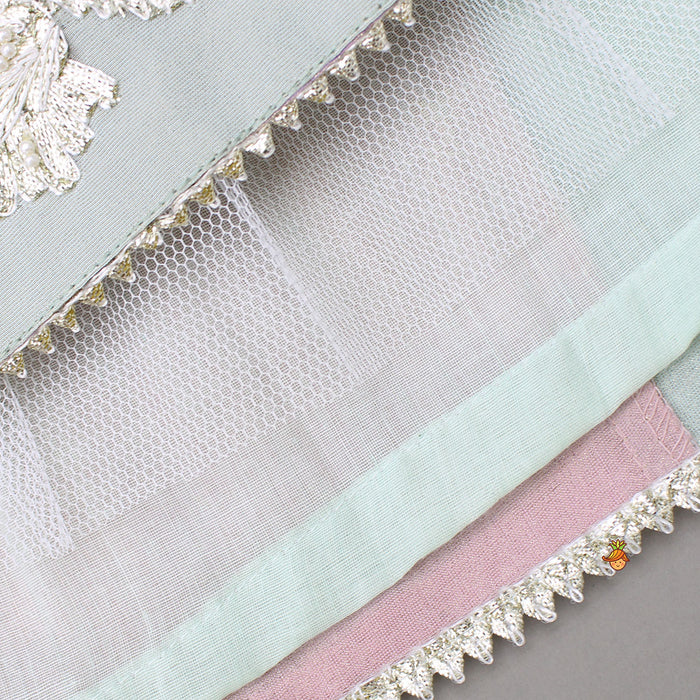 Gota Lace Embroidered Top With Lehenga