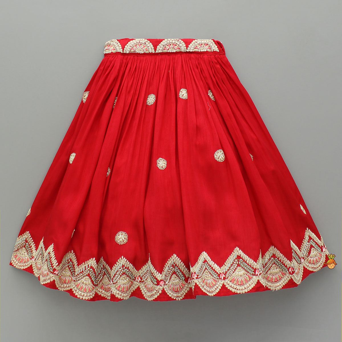 Red Embroidered Top And Lehenga With Dupatta